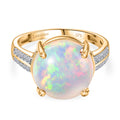 AAA Natürlicher, äthiopischer Welo Opal, Lab Grown Diamant Ring 375 Gold (Größe 17.00) ca. 3,82 ct
