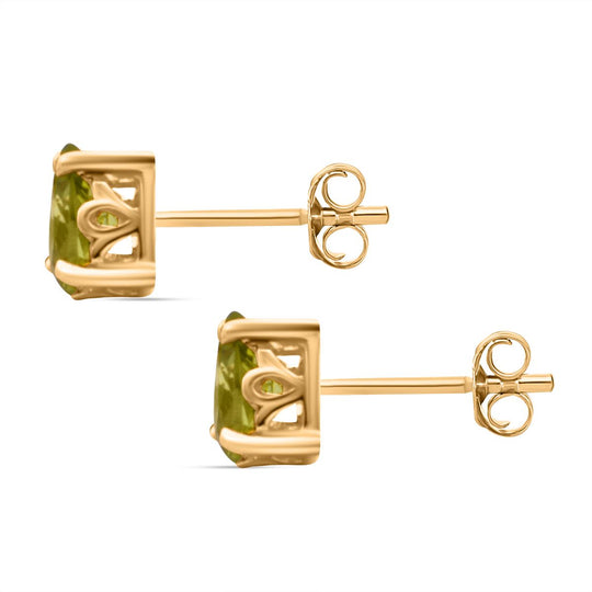 Natürlicher Peridot Ohrringe, 925 Silber Gelbgold Vermeil, ca. 0.88 ct