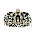 Clutch Baumwolle, handbestickt, 20 x 12.5 cm, Schwarz