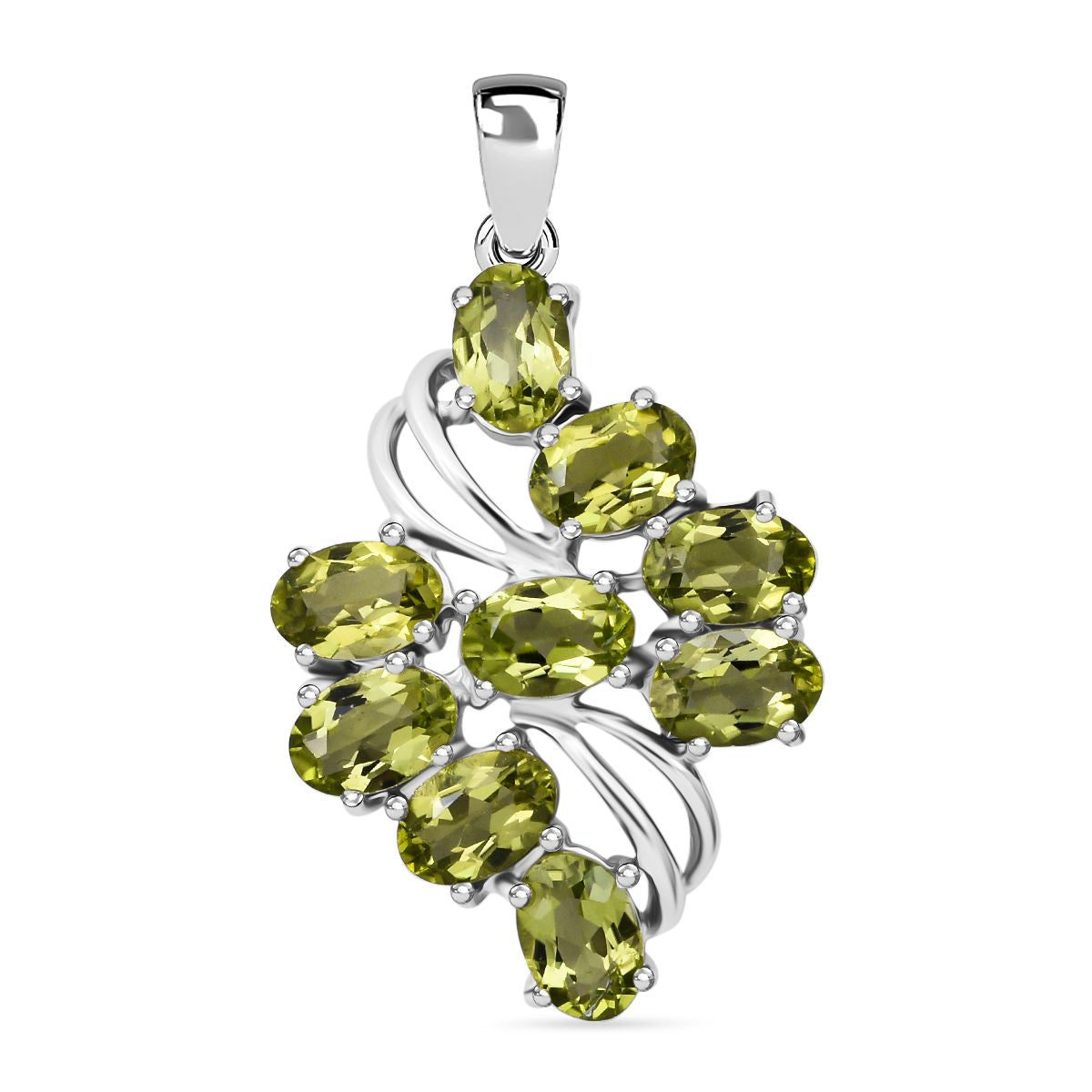 Natürlicher Peridot Anhänger, 925 Silber rhodiniert, ca. 4.48 ct