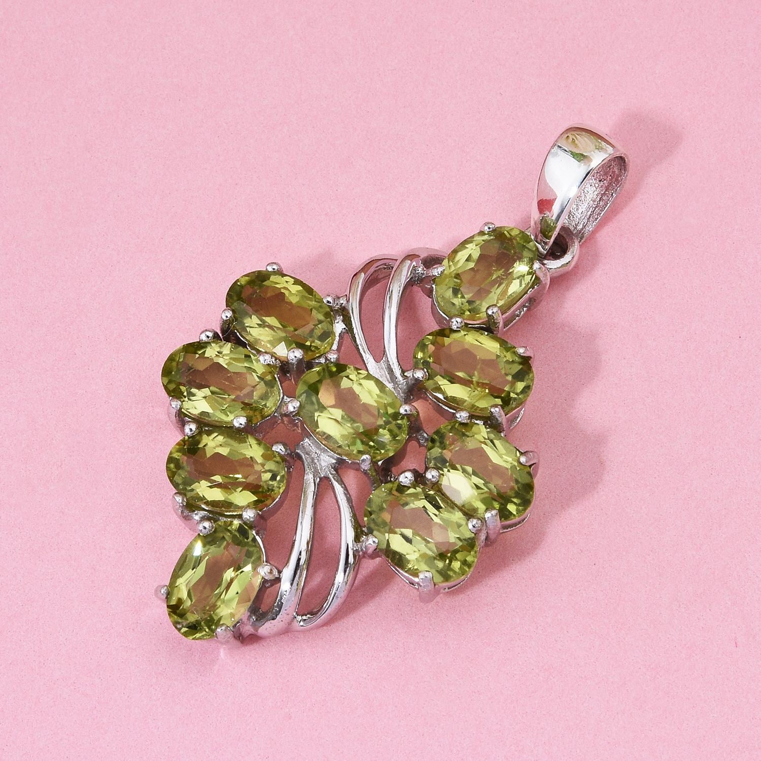 Natürlicher Peridot Anhänger, 925 Silber rhodiniert, ca. 4.48 ct