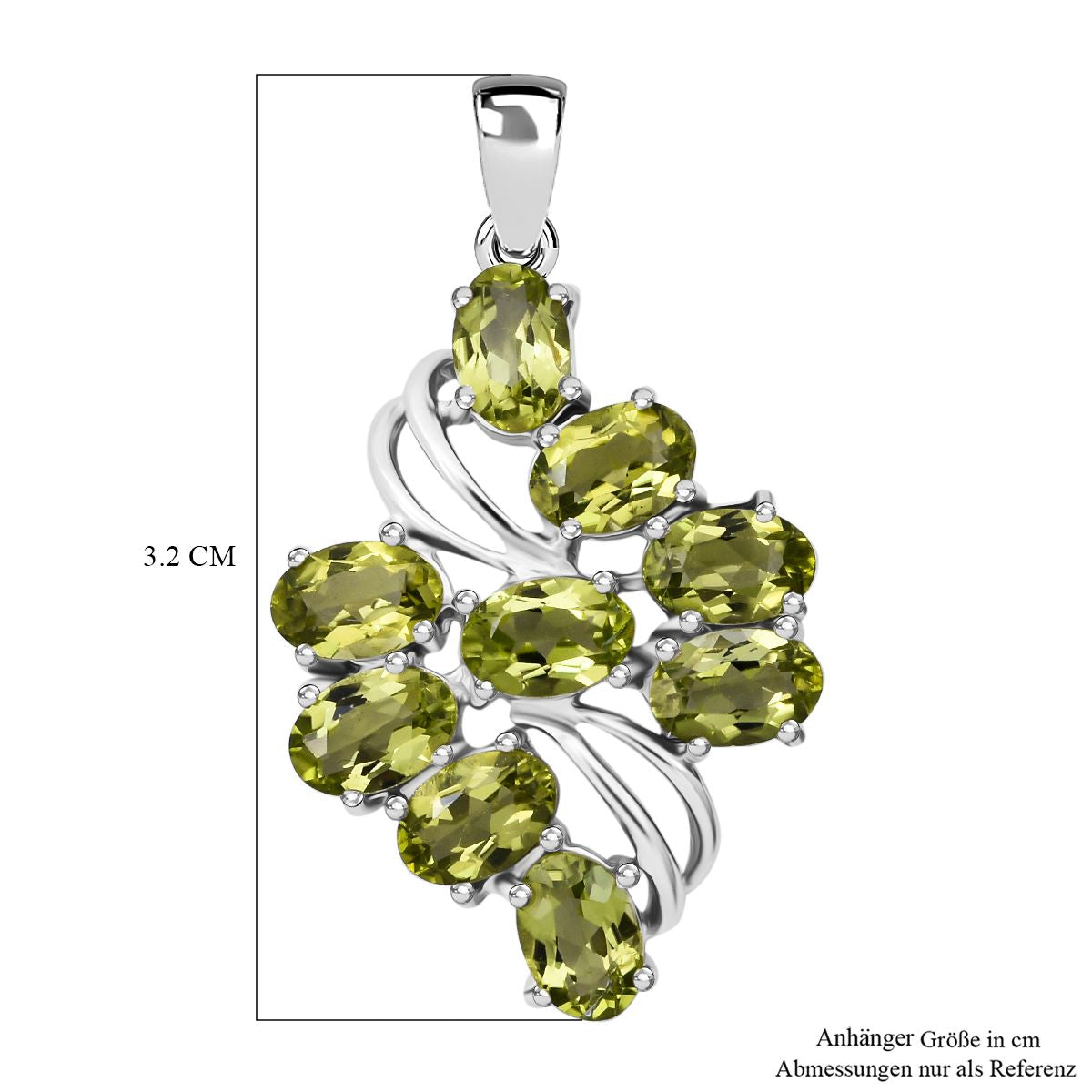 Natürlicher Peridot Anhänger, 925 Silber rhodiniert, ca. 4.48 ct