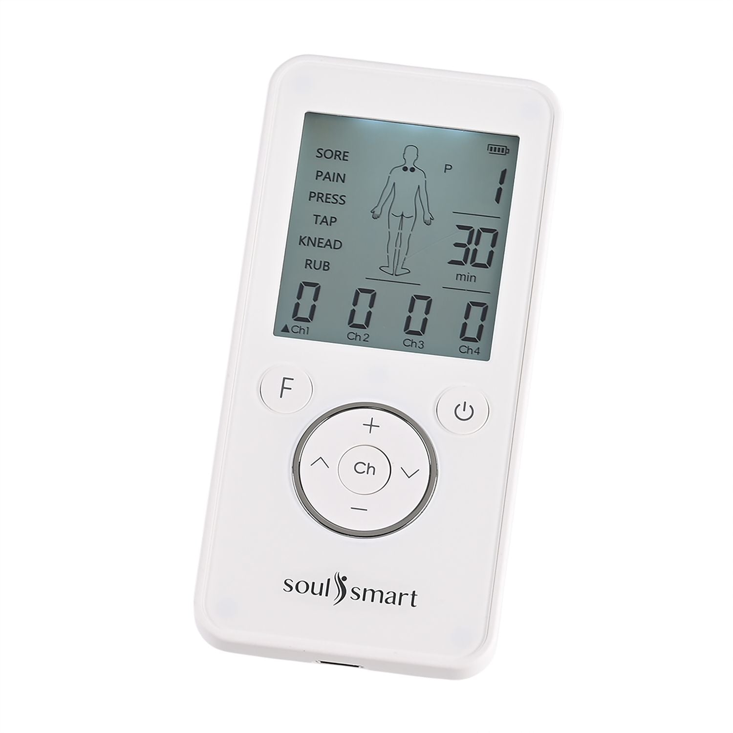 SOULSMART - Elektrischer TENS-Schmerztherapie und EMS-Stimulator, Weiß