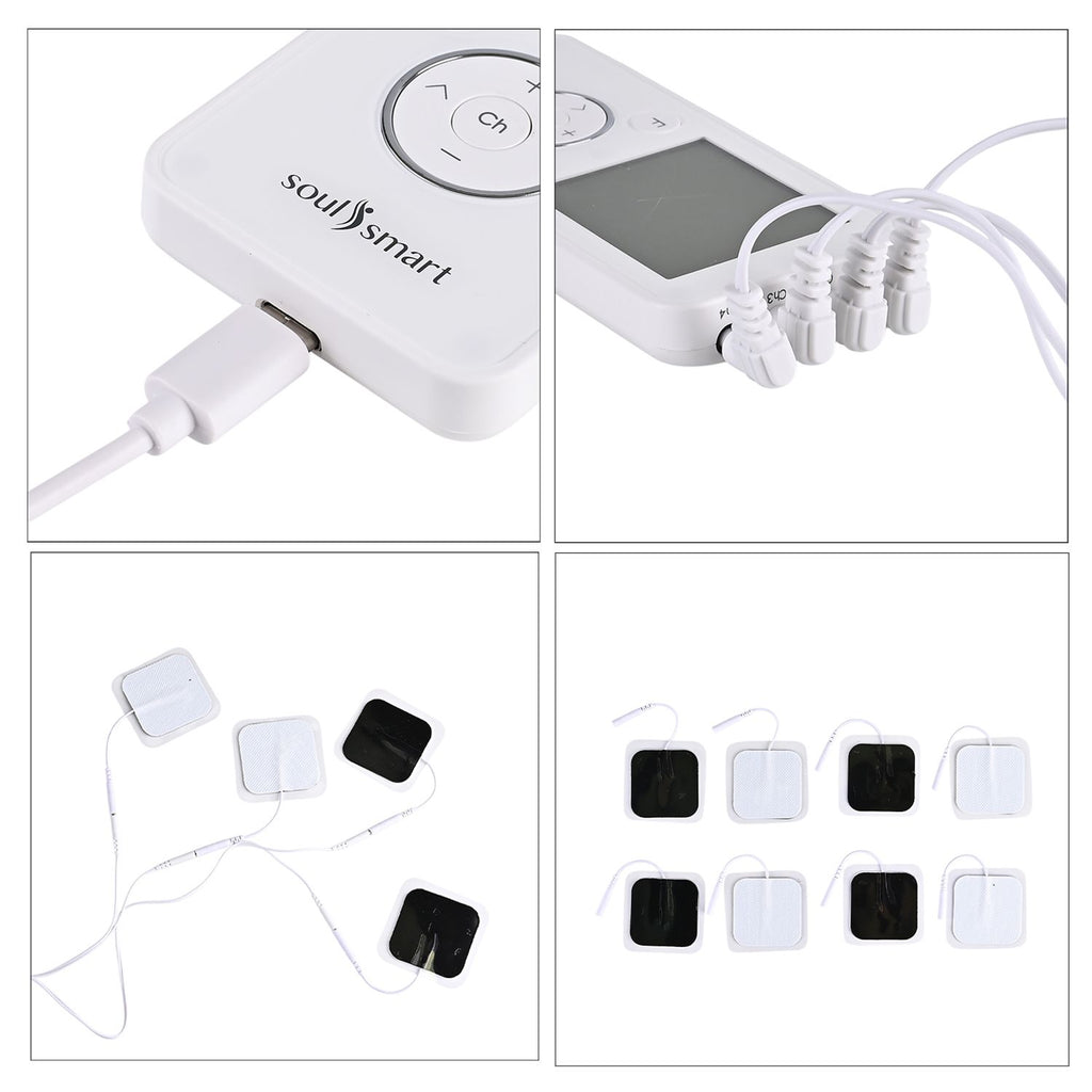 SOULSMART - Elektrischer TENS-Schmerztherapie und EMS-Stimulator, Weiß