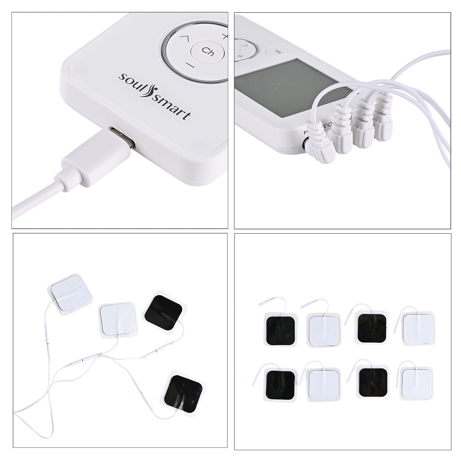 SOULSMART - Elektrischer TENS-Schmerztherapie und EMS-Stimulator, Weiß