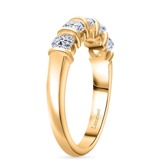 LUXURIANT DIAMOND - Lab Grown Diamant SI-GH SGL zertifiziert Ring 925 Silber Gelbgold Vermeil (Größe 20.00) ca. 0.54 ct