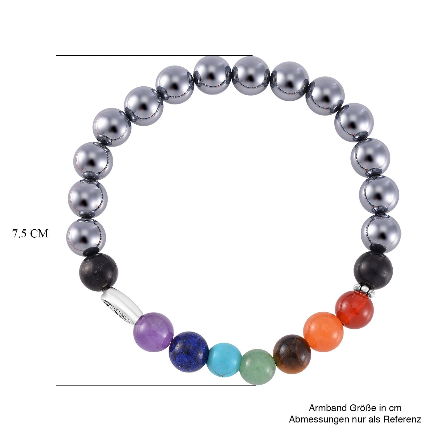 Mehrfarbig Edelsteine, Terahertz Armband Flexibles Schwarz oxidiert ca. 80,00 ct.