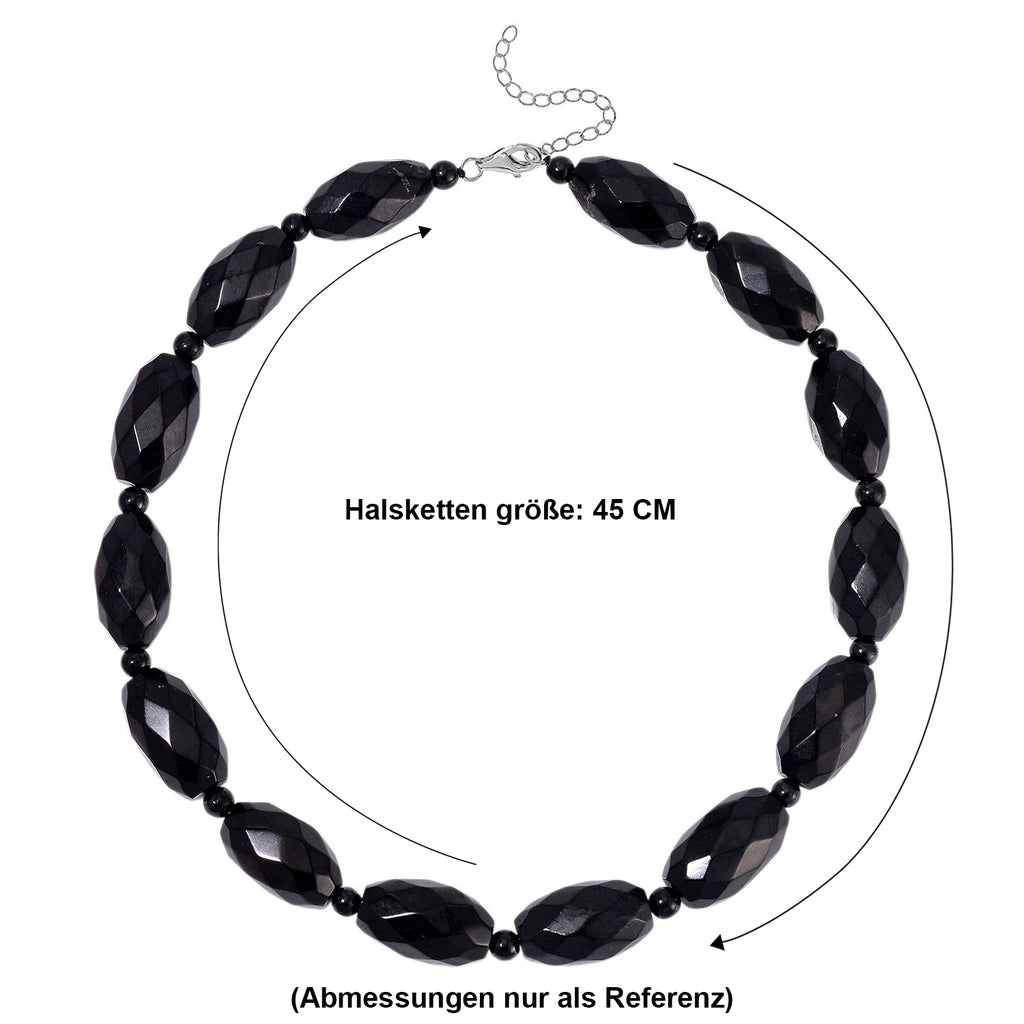 SEHR SELTEN - Shungit Halskette ca. 45cm + 5cm extender, 925 Silber rhodiniert ca. 590.00 ct