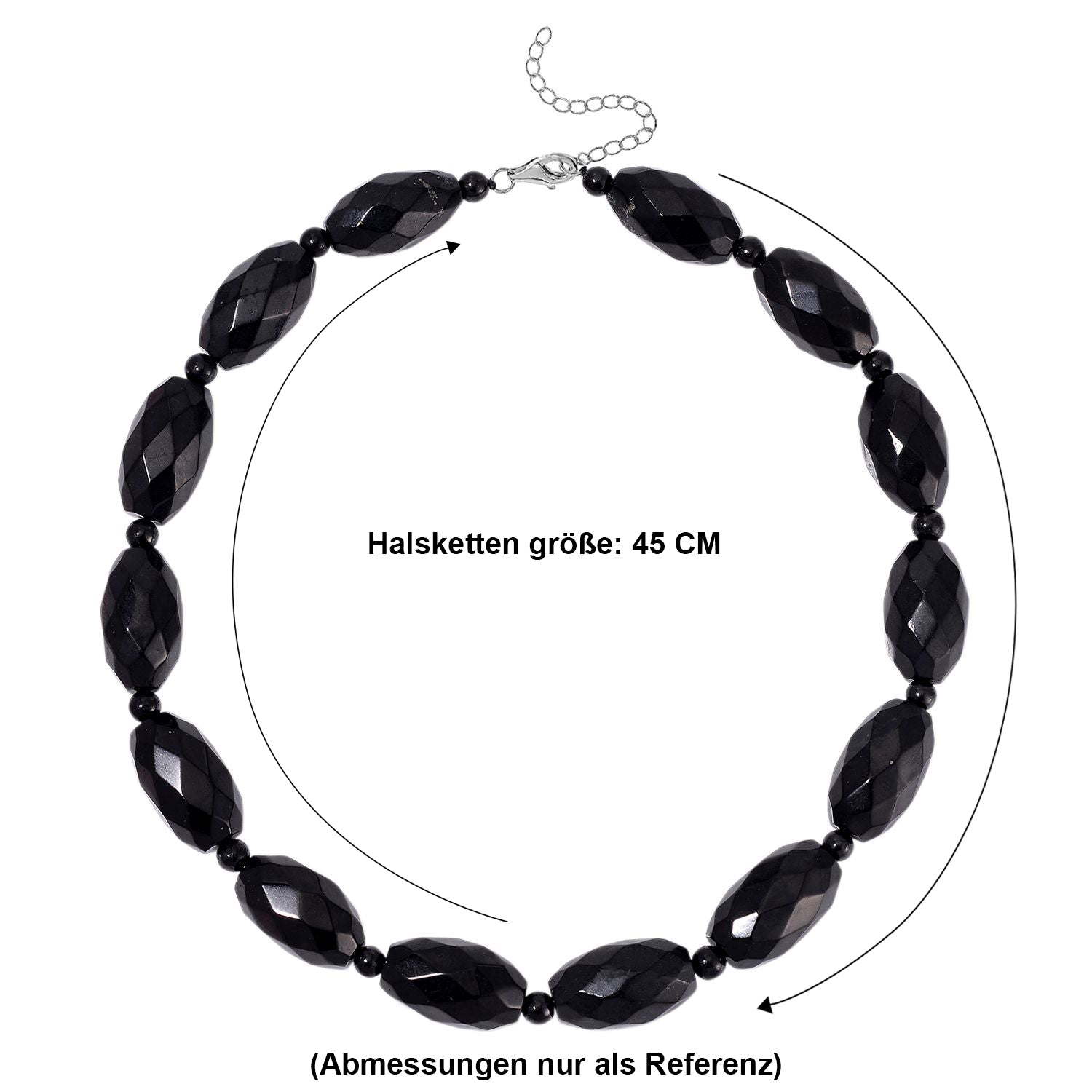 SEHR SELTEN - Shungit Halskette ca. 45cm + 5cm extender, 925 Silber rhodiniert ca. 590.00 ct