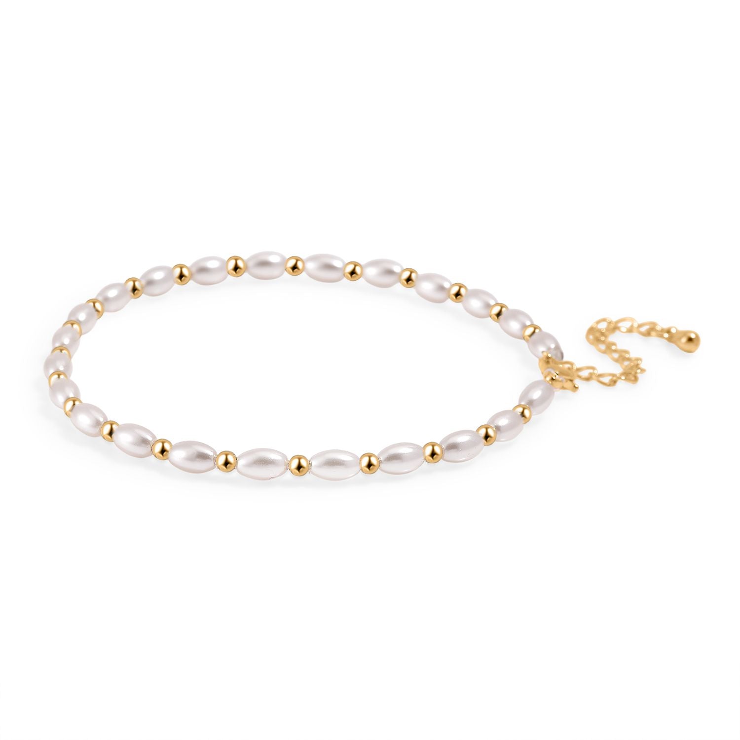 Rosa Muschelkernperle Armband, 18+5cm, Legierung vergoldet