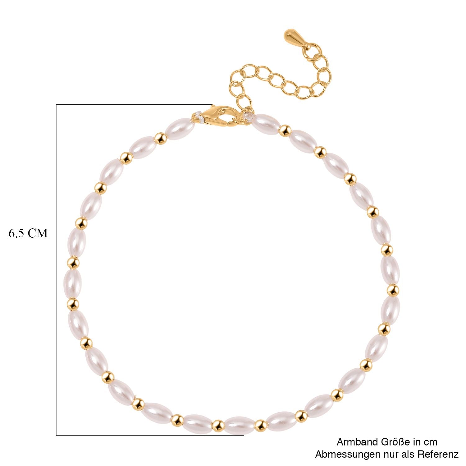 Rosa Muschelkernperle Armband, 18+5cm, Legierung vergoldet