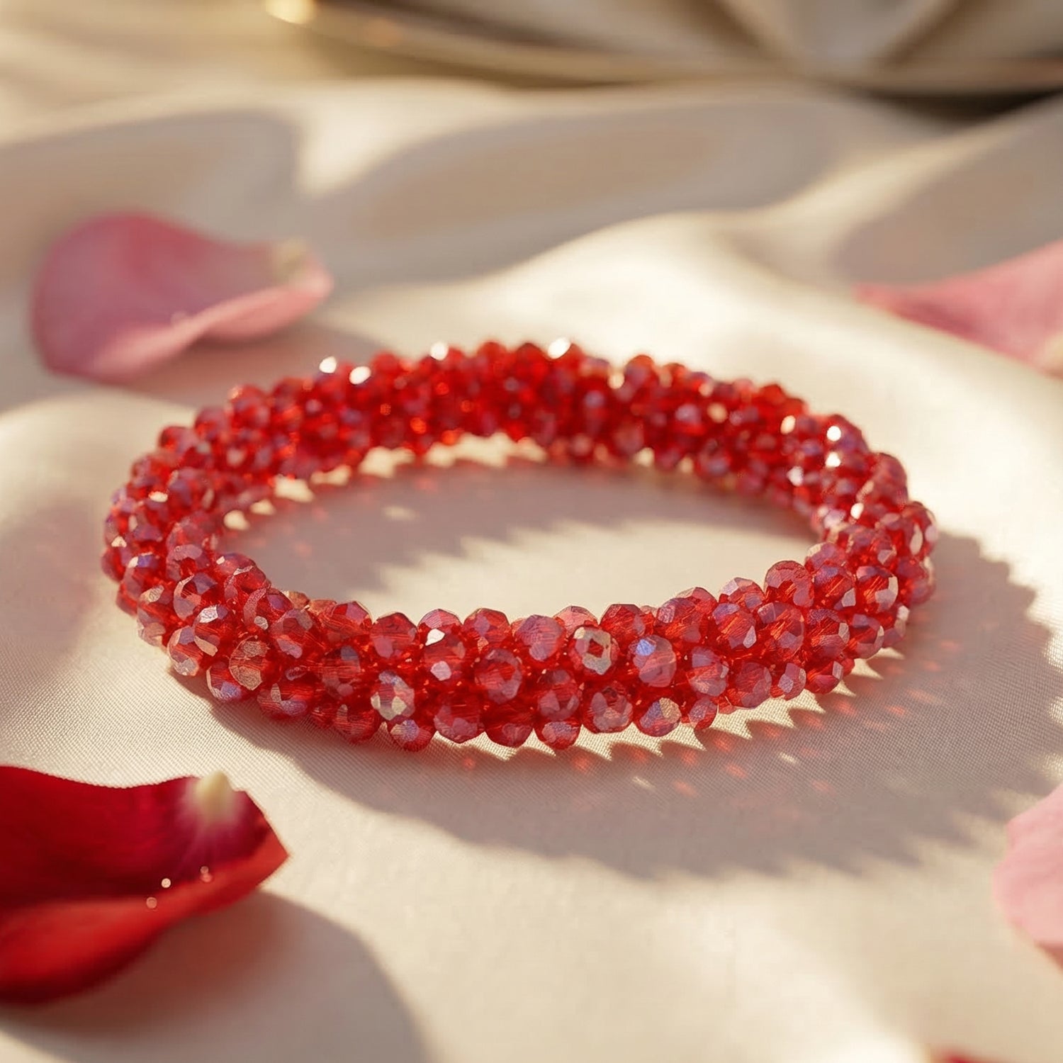 Rote Magie Farbe Kristall Armband, flexibel (ca. 18 - 19 cm)