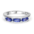 AA Tansanit, Weißer Zirkon Ring 925 Silber rhodiniert (Größe 17.00) ca. 0,96 ct