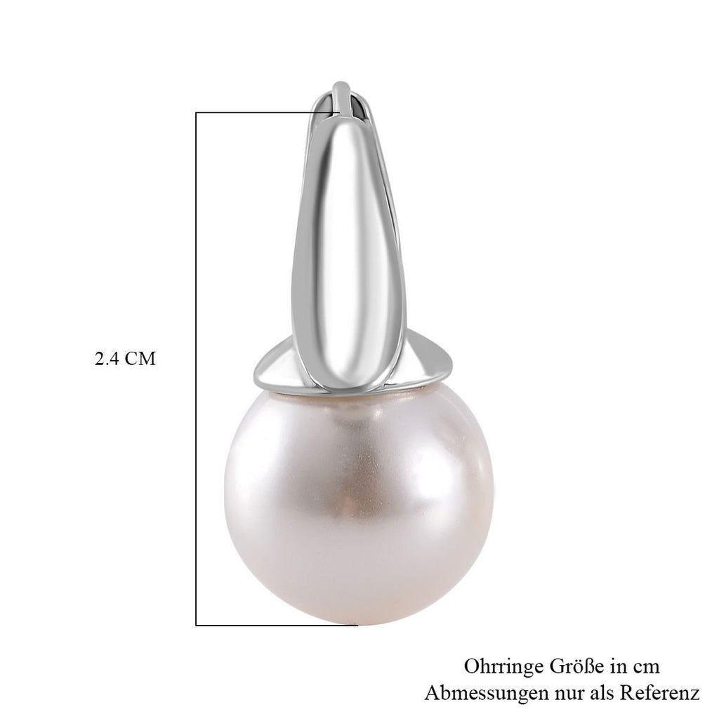 Weiße Muschelkernperle Ohrringe, Messing