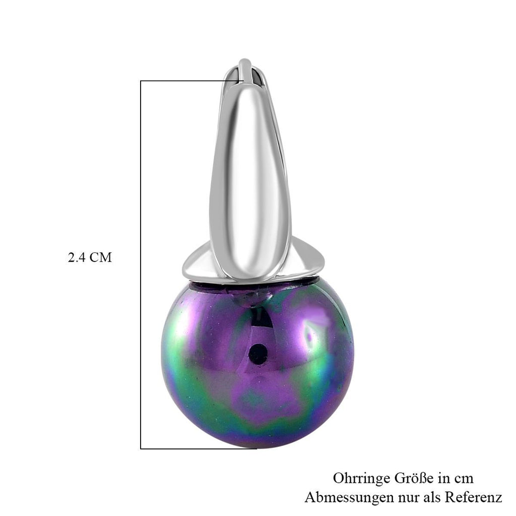 Pfaufarbene Muschelkernperle Ohrringe, Messing