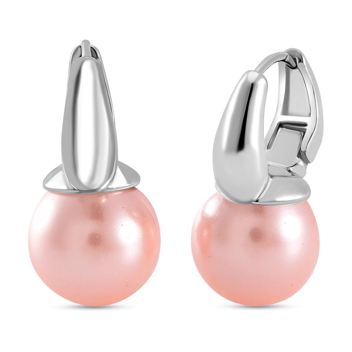 Rosa Muschelkernperle Ohrringe, Messing