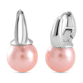 Rosa Muschelkernperle (11-13 mm) Ohrringe, Nickelfreies Messing, silberfarben
