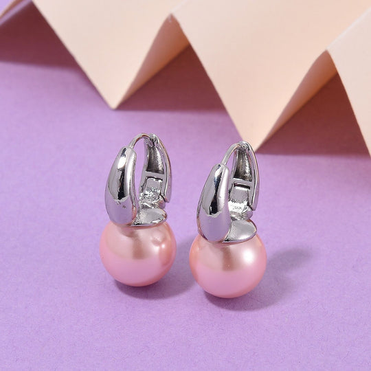 Rosa Muschelkernperle Ohrringe, Messing
