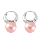 Rosa Muschelkernperle (11-13 mm) Ohrringe, Nickelfreies Messing, silberfarben