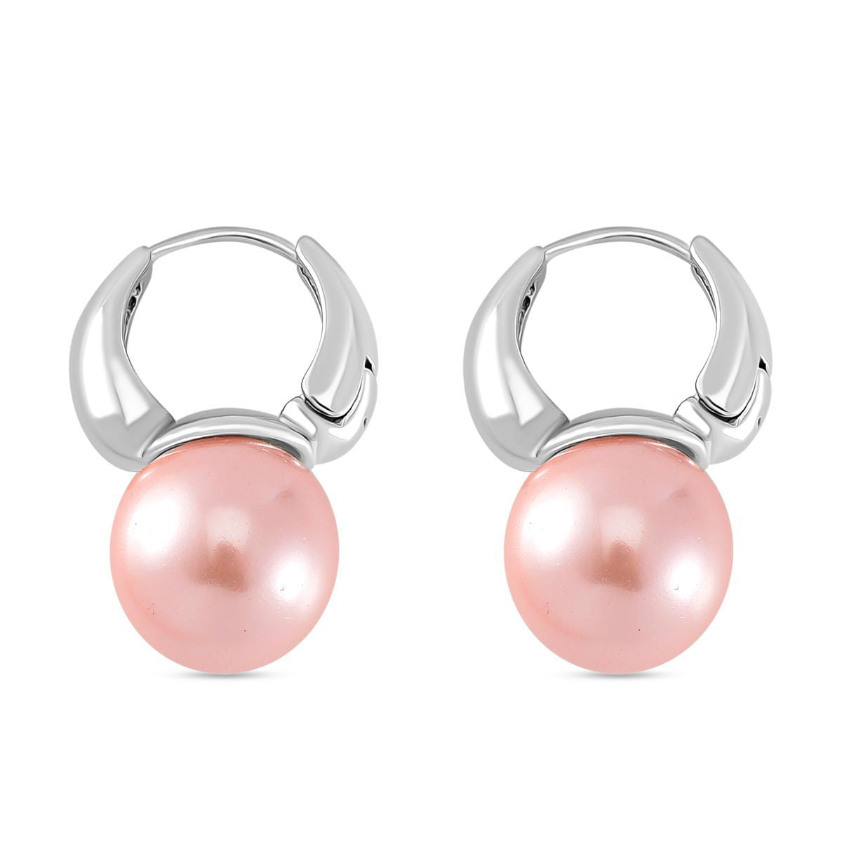 Rosa Muschelkernperle Ohrringe, Messing