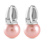 Rosa Muschelkernperle (11-13 mm) Ohrringe, Nickelfreies Messing, silberfarben