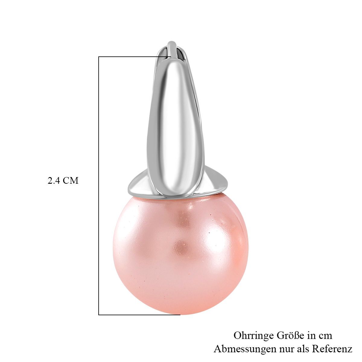 Rosa Muschelkernperle (11-13 mm) Ohrringe, Nickelfreies Messing, silberfarben