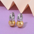 Goldene Muschelkernperle (12 mm) Ohrringe, Nickelfreies Messing