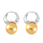 Goldene Muschelkernperle (12 mm) Ohrringe, Nickelfreies Messing