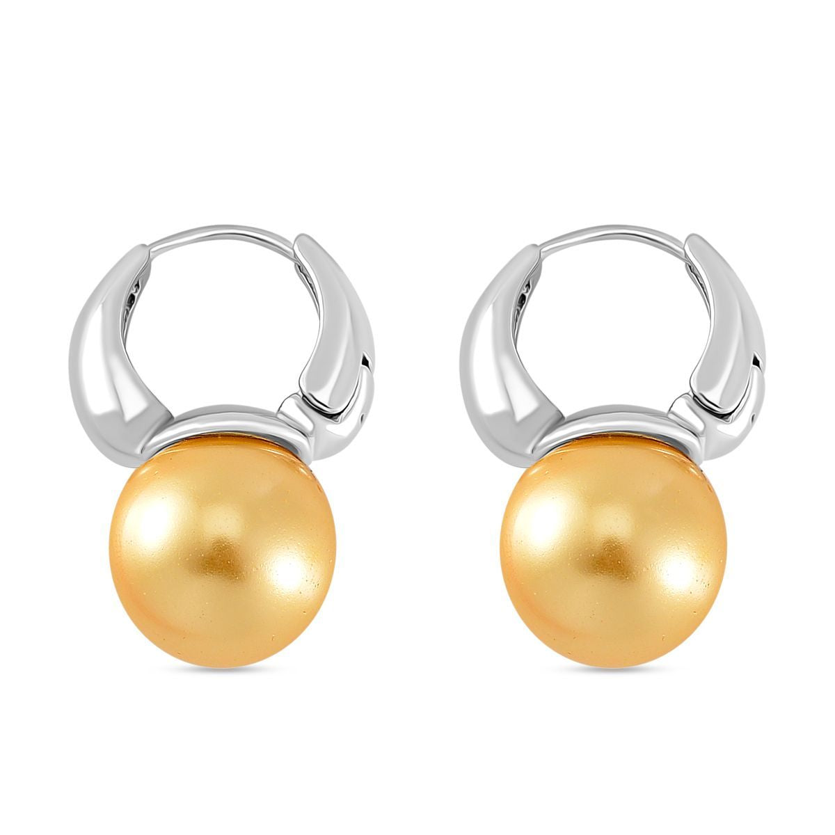 Goldene Muschelkernperle Ohrringe, Messing