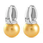 Goldene Muschelkernperle (12 mm) Ohrringe, Nickelfreies Messing