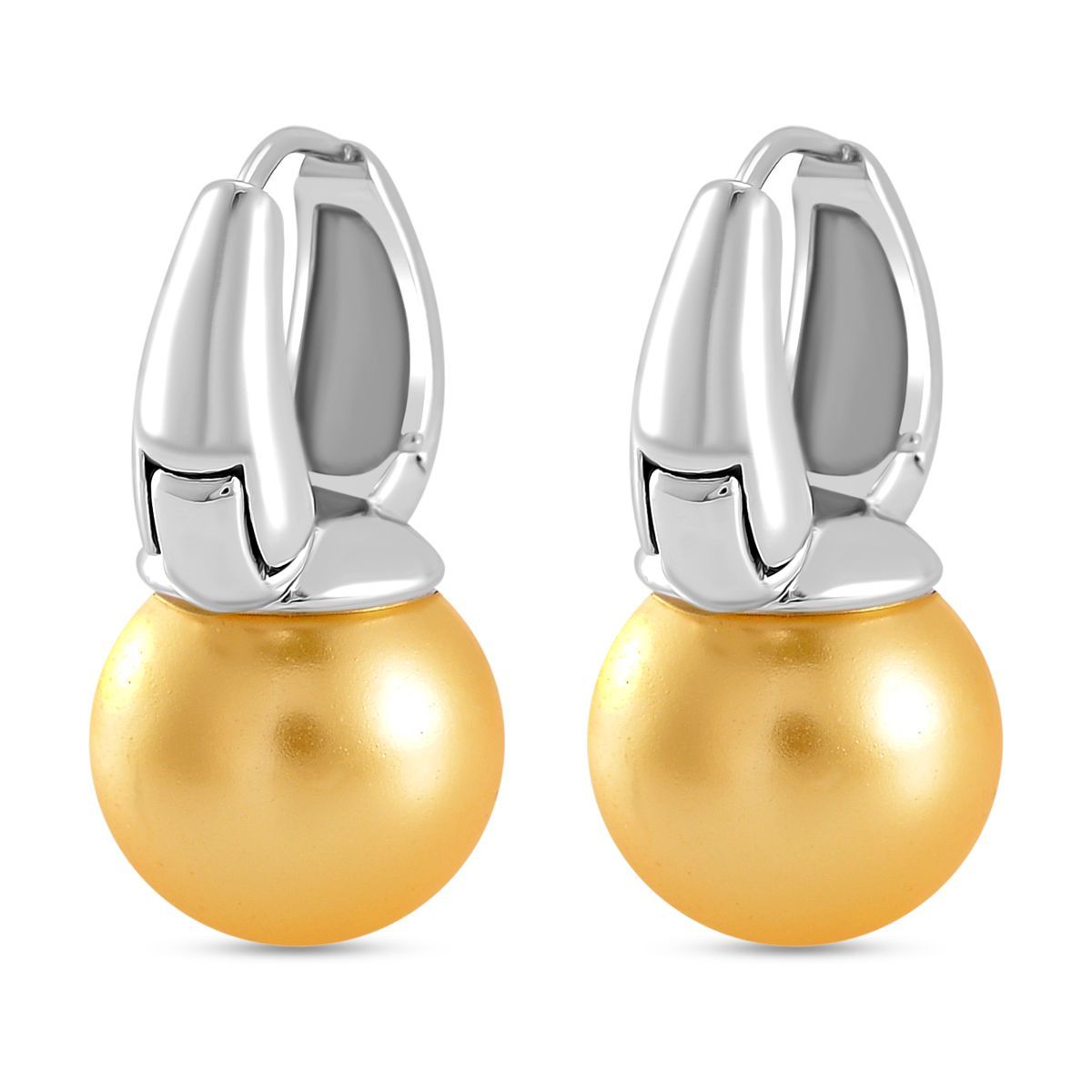 Goldene Muschelkernperle Ohrringe, Messing