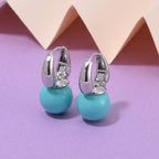 Sleeping Beauty farbene Muschelkernperle (12 mm) Ohrringe, Nickelfreies Messing