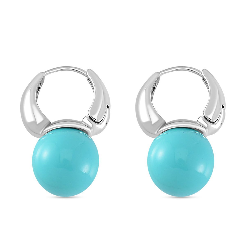 Sleeping Beauty farbene Muschelkernperle (12 mm) Ohrringe, Nickelfreies Messing