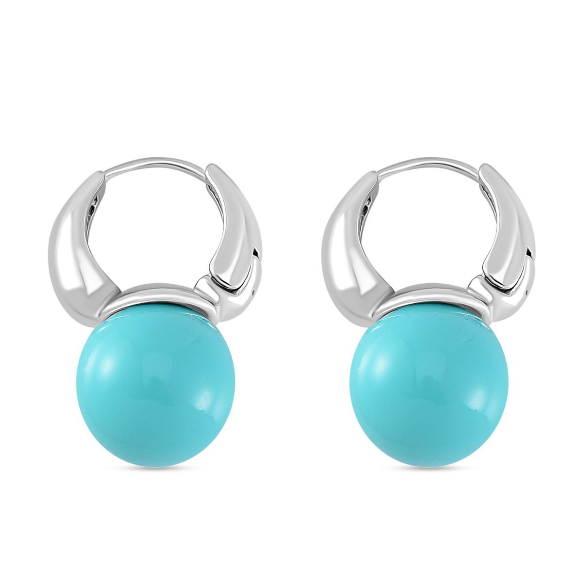 Sleeping Beauty farbene Muschelkernperle (12 mm) Ohrringe, Nickelfreies Messing