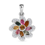 Frühlingsblüte -Mehrfarbig-Turmalin Anhänger 925 Silber rhodiniert ca. 0,99 ct.