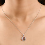 Frühlingsblüte -Mehrfarbig-Turmalin Anhänger 925 Silber rhodiniert ca. 0,99 ct.