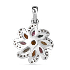 Frühlingsblüte -Mehrfarbig-Turmalin Anhänger 925 Silber rhodiniert ca. 0,99 ct.
