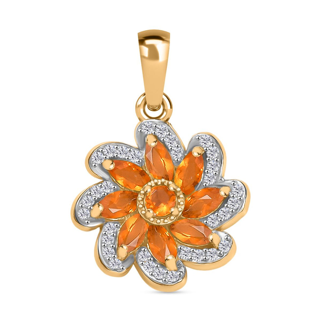 Feuer opal Anhänger 925 Silber vergoldet ca. 0.76 ct