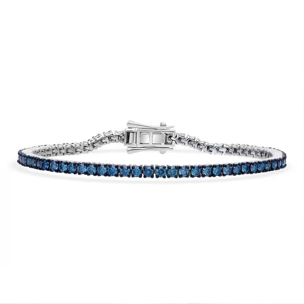 LUXURIANT DIAMOND - Lab Grown Blauer Diamant SI Armband ca. 18.5 cm 925 Silber Rhodiniert ca. 3.00 ct