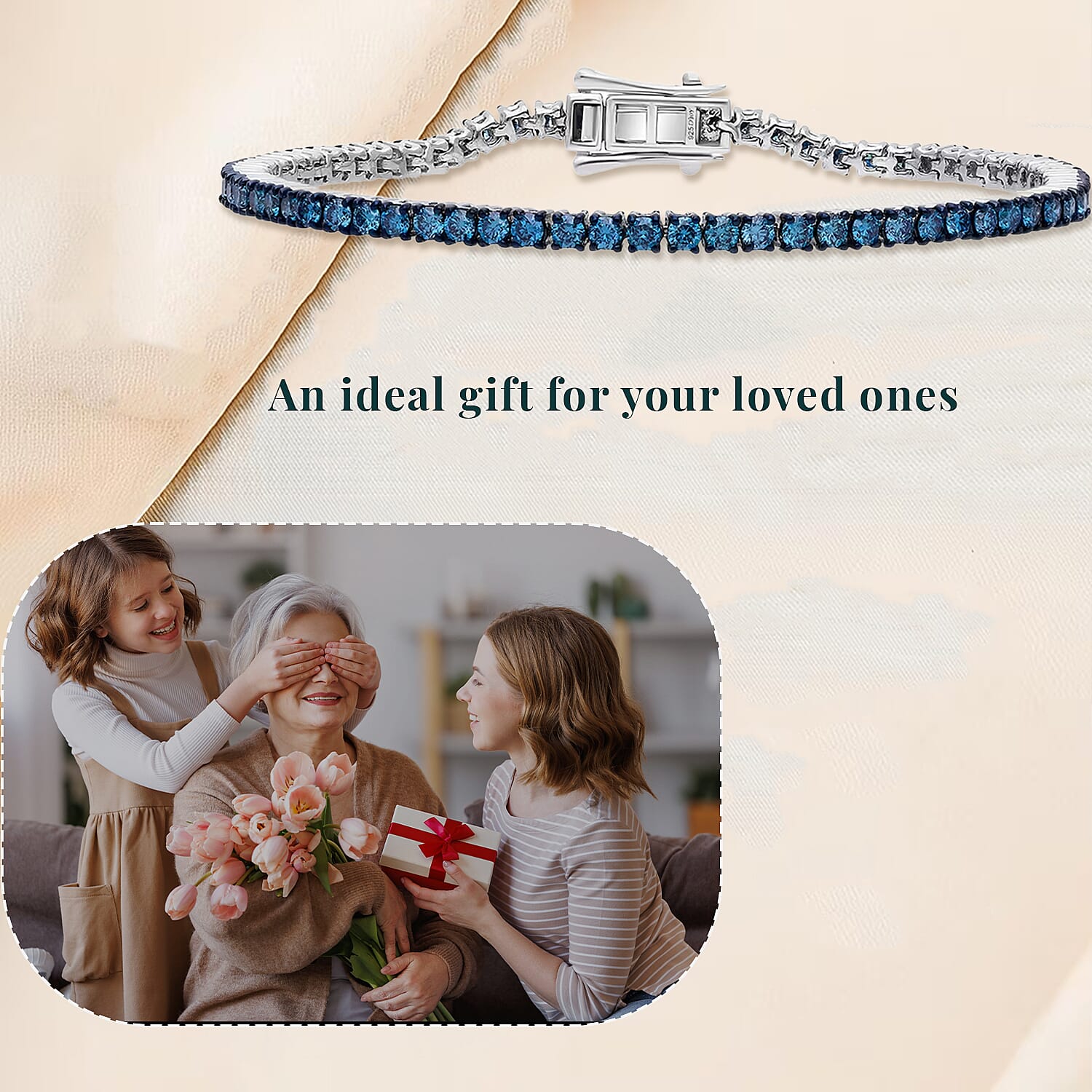 LUXURIANT DIAMOND - Lab Grown Blauer Diamant SI Armband ca. 18.5 cm 925 Silber Rhodiniert ca. 3.00 ct