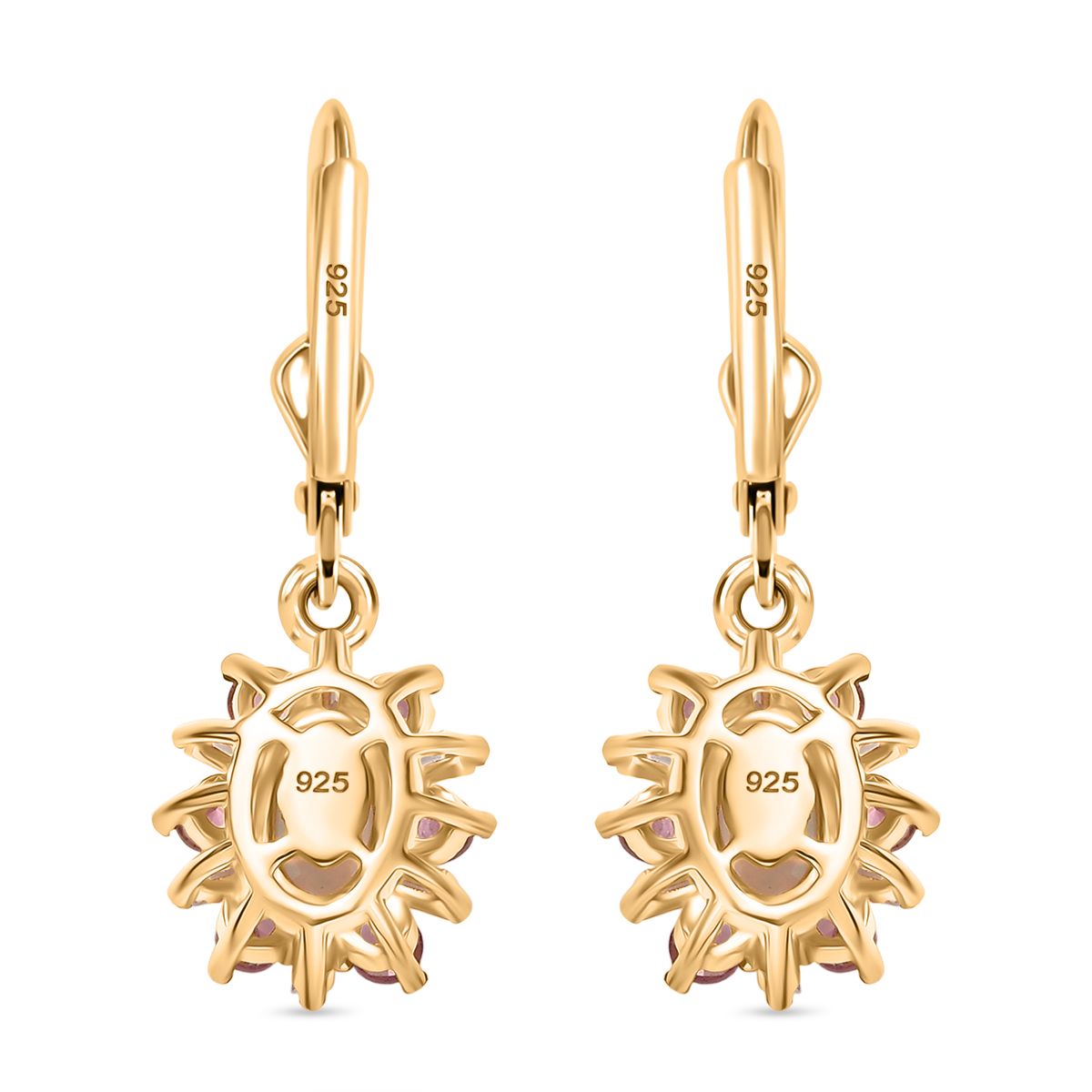 AA Natürlicher, äthiopischer Welo Opal, Rosa Turmalin Ohrringe 925 Silber 750 Gelbgold Vermeil ca. 1.61 ct