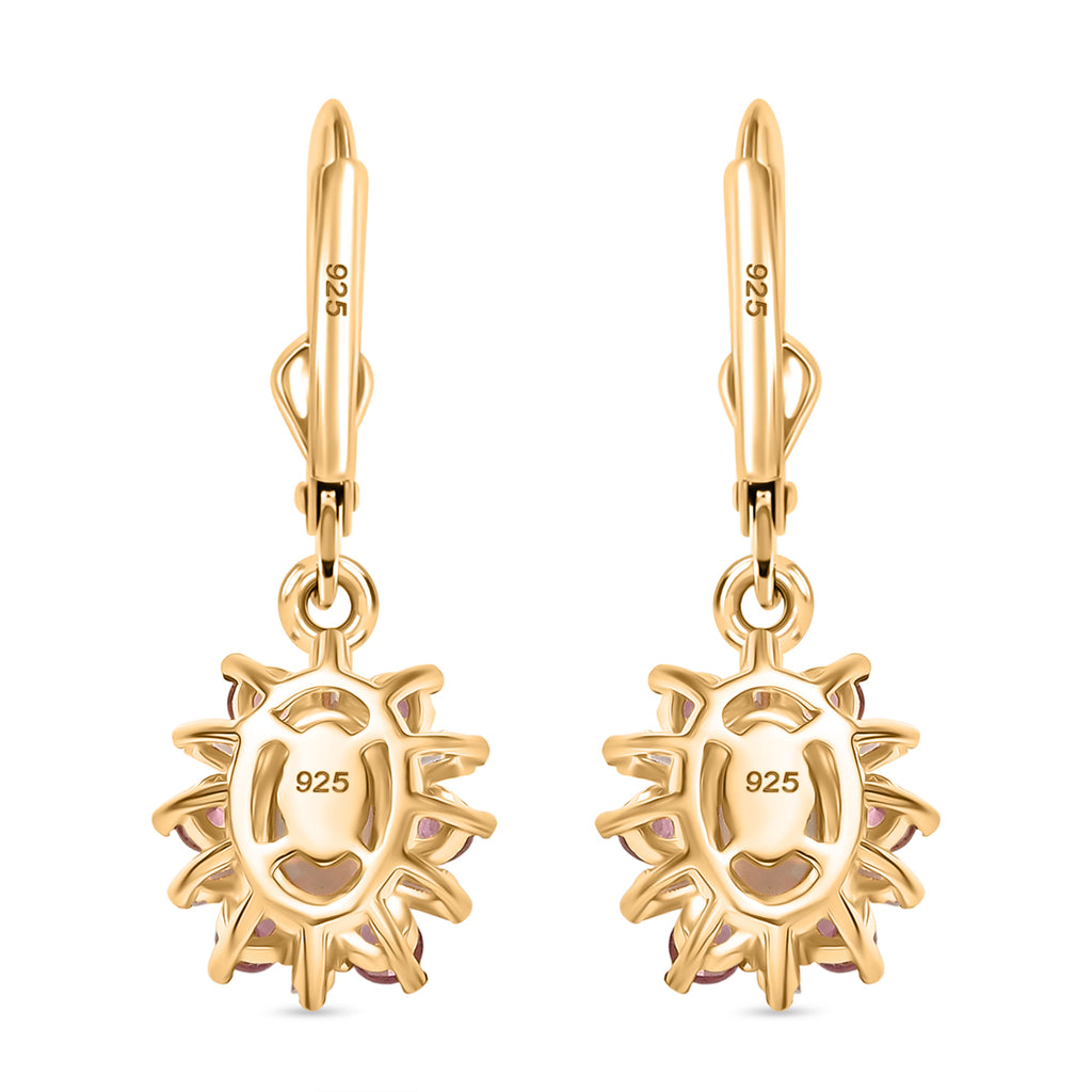 AA Natürlicher, äthiopischer Welo Opal, Rosa Turmalin Ohrringe 925 Silber 750 Gelbgold Vermeil ca. 1.61 ct