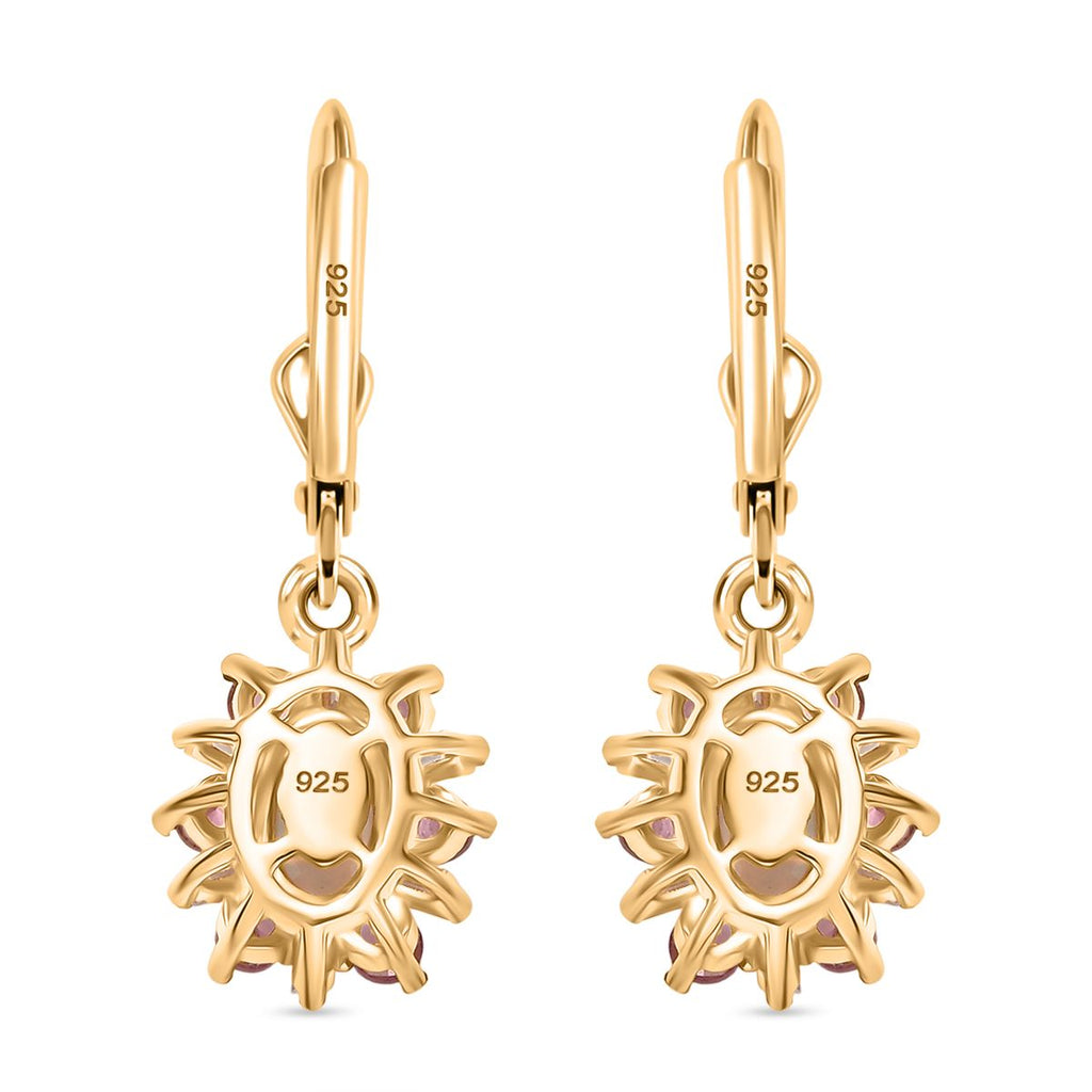 AA Natürlicher, äthiopischer Welo Opal, Rosa Turmalin Ohrringe 925 Silber 750 Gelbgold Vermeil ca. 1.61 ct