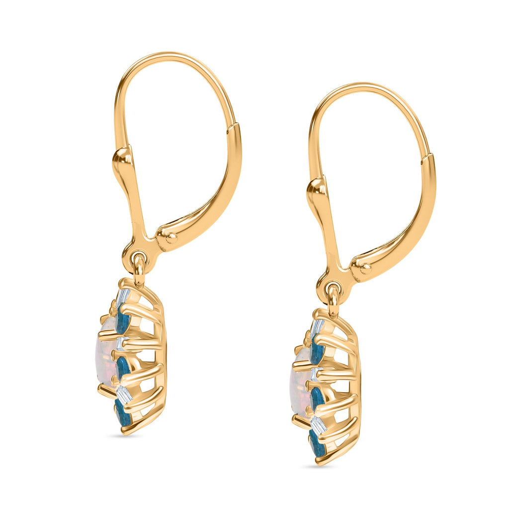 AA Natürlicher, äthiopischer Welo Opal, Neon Apatit Ohrringe 925 Silber 750 Gelbgold Vermeil ca. 1.61 ct