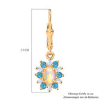 AA Natürlicher, äthiopischer Welo Opal, Neon Apatit Ohrringe 925 Silber 750 Gelbgold Vermeil ca. 1.61 ct