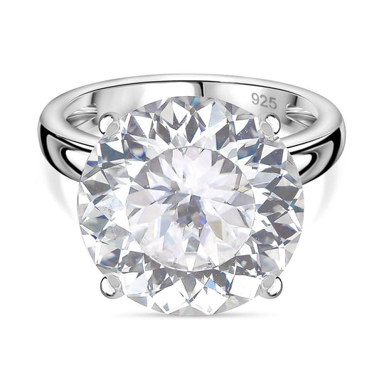 Moissanit Ring 925 Silber rhodiniert (Größe 19.00) ca. 11,52 ct