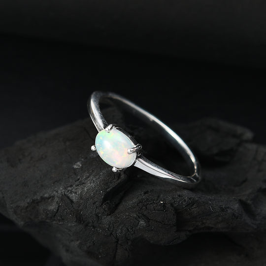 AA Natürlicher, äthiopischer Welo Opal Ring 925 Silber (Größe 20.00) ca. 0,53 ct