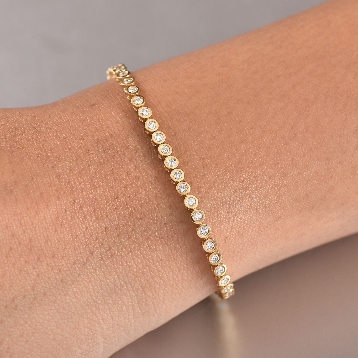 LUXURIANT DIAMOND - Lab Grown Diamant SI-GH SGL zertifiziert Armband ca. 19 cm 925 Silber 750 Gelbgold Vermeil ca. 2.00 ct