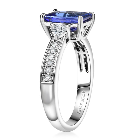 Rhapsody AAAA Tansanit, Weißer Diamant Ring 950 Platin (Größe 17.00)   (10-16 Werktage Lieferzeit) ca. 2,73 ct