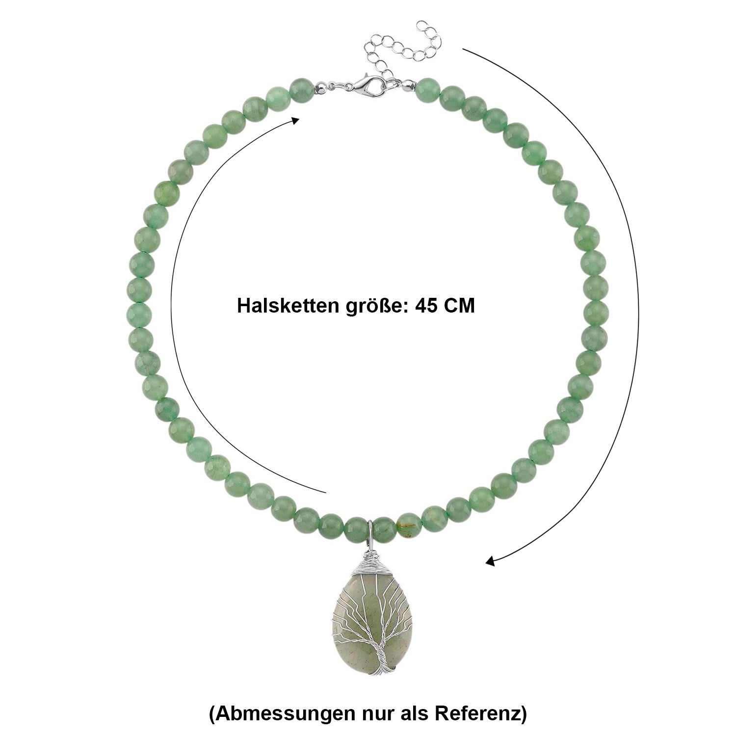 Grüne Aventurin Halskette, ca. 45 cm + 5 cm extender, ca. 230.00 ct